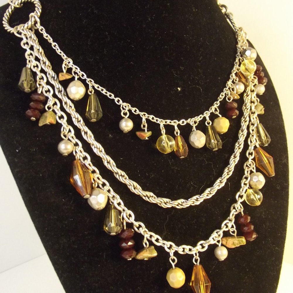 Multi Strand Charm Necklace Magnetic Clasp - Picture 3 of 6